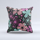 Abstract Flower Arrangement Ink-Fuzed Decorative Throw Pillow