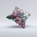 Abstract Flower Arrangement Ink-Fuzed Decorative Throw Pillow