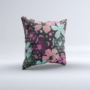 Abstract Flower Arrangement Ink-Fuzed Decorative Throw Pillow