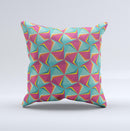 Abstract Opened Green & Pink Cubes Ink-Fuzed Decorative Throw Pillow