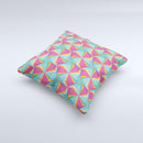 Abstract Opened Green & Pink Cubes Ink-Fuzed Decorative Throw Pillow