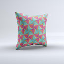Abstract Opened Green & Pink Cubes Ink-Fuzed Decorative Throw Pillow