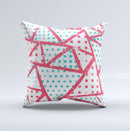 The Abstract Red and Teal Overlaps ink-Fuzed Decorative Throw Pillow