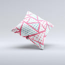 The Abstract Red and Teal Overlaps ink-Fuzed Decorative Throw Pillow