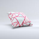 The Abstract Red and Teal Overlaps ink-Fuzed Decorative Throw Pillow