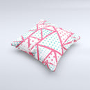 The Abstract Red and Teal Overlaps ink-Fuzed Decorative Throw Pillow