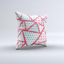 The Abstract Red and Teal Overlaps ink-Fuzed Decorative Throw Pillow