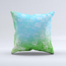Abstract Shaped Sparkle Unfocused Blue & Green Ink-Fuzed Decorative Throw Pillow