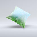 Abstract Shaped Sparkle Unfocused Blue & Green Ink-Fuzed Decorative Throw Pillow