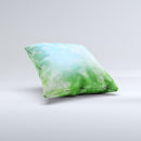 Abstract Shaped Sparkle Unfocused Blue & Green Ink-Fuzed Decorative Throw Pillow