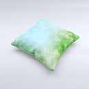 Abstract Shaped Sparkle Unfocused Blue & Green Ink-Fuzed Decorative Throw Pillow