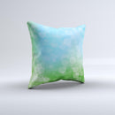 Abstract Shaped Sparkle Unfocused Blue & Green Ink-Fuzed Decorative Throw Pillow
