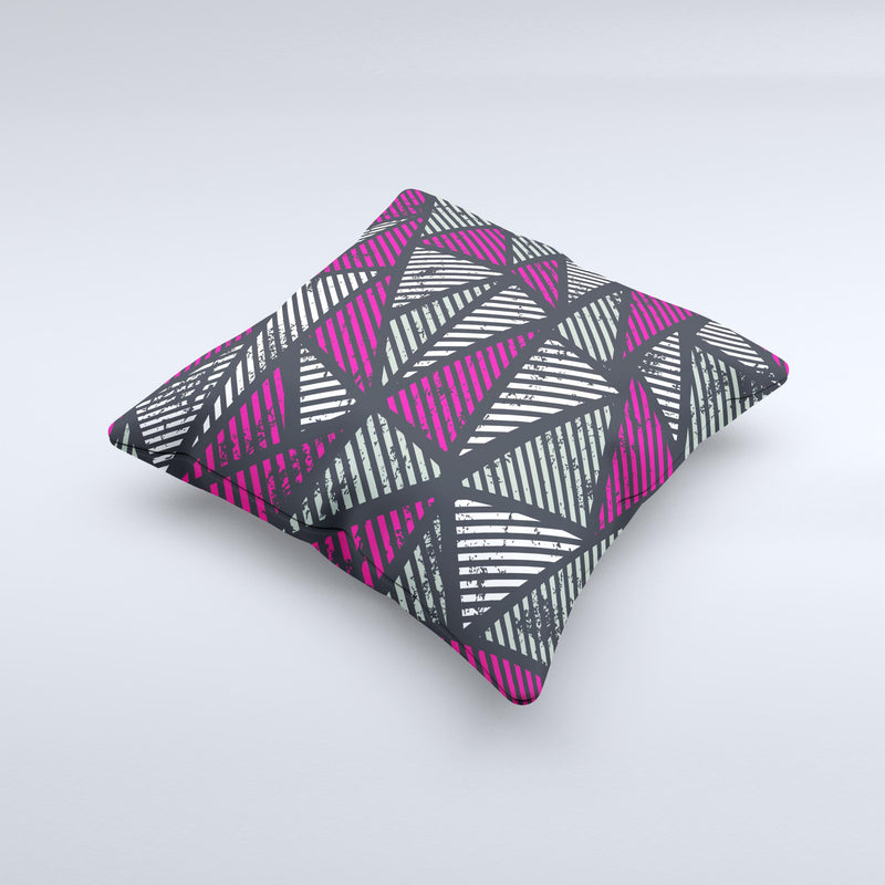 Abstract Striped Vibrant Trangles Ink-Fuzed Decorative Throw Pillow