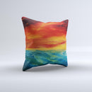 Abstract Sunset Painting Ink-Fuzed Decorative Throw Pillow
