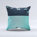 Abstract Swirled Two Toned Green with Birds Ink-Fuzed Decorative Throw Pillow
