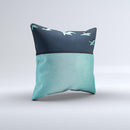 Abstract Swirled Two Toned Green with Birds Ink-Fuzed Decorative Throw Pillow