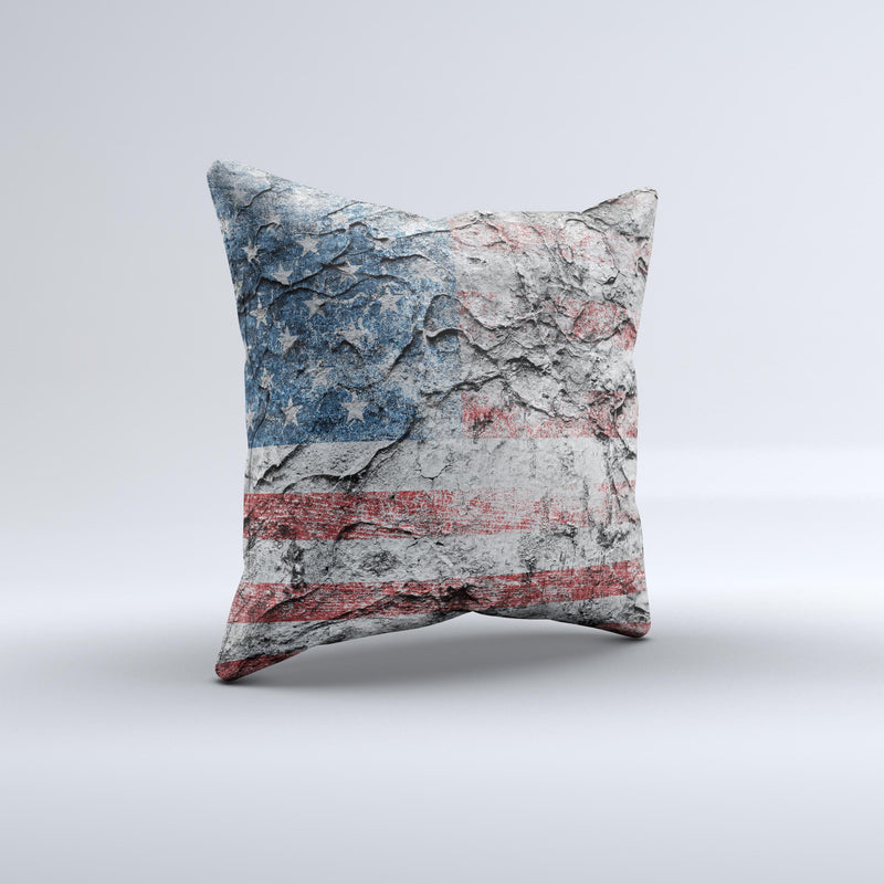 Aged and Wrinkled American Flag  Ink-Fuzed Decorative Throw Pillow