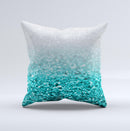 Aqua Blue & Silver Glimmer Fade  Ink-Fuzed Decorative Throw Pillow