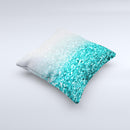 Aqua Blue & Silver Glimmer Fade  Ink-Fuzed Decorative Throw Pillow
