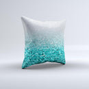 Aqua Blue & Silver Glimmer Fade  Ink-Fuzed Decorative Throw Pillow