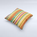 Aztec Tribal Vintage Tan and Gold Pattern V6 Ink-Fuzed Decorative Throw Pillow