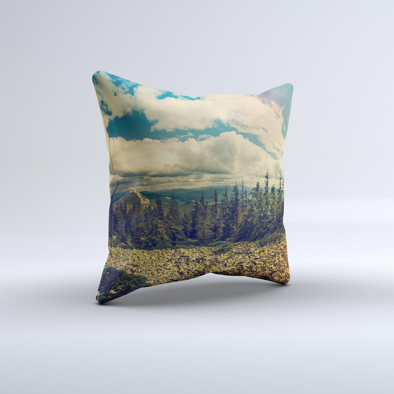 The Beautiful Scenic Mountain View ink-Fuzed Decorative Throw Pillow