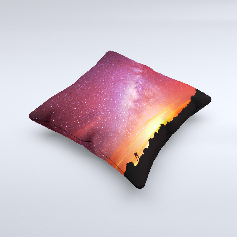 The Beautiful Milky Way Sunset ink-Fuzed Decorative Throw Pillow