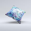 Black & Bright Color Floral Pastel Ink-Fuzed Decorative Throw Pillow