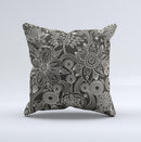 Black Floral Laced Pattern V2 Ink-Fuzed Decorative Throw Pillow