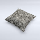 Black Floral Laced Pattern V2 Ink-Fuzed Decorative Throw Pillow