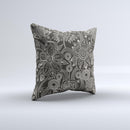 Black Floral Laced Pattern V2 Ink-Fuzed Decorative Throw Pillow