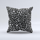 Black Floral Sprout Ink-Fuzed Decorative Throw Pillow