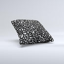 Black Floral Sprout Ink-Fuzed Decorative Throw Pillow