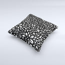 Black Floral Sprout Ink-Fuzed Decorative Throw Pillow