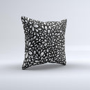 Black Floral Sprout Ink-Fuzed Decorative Throw Pillow