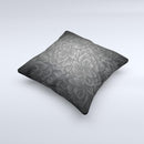 Black & Gray Dark Lace Floral Ink-Fuzed Decorative Throw Pillow