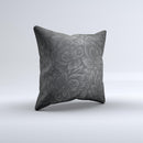 Black & Gray Dark Lace Floral Ink-Fuzed Decorative Throw Pillow