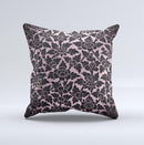 Black & Pink Floral Design Pattern V2 Ink-Fuzed Decorative Throw Pillow