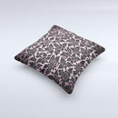 Black & Pink Floral Design Pattern V2 Ink-Fuzed Decorative Throw Pillow