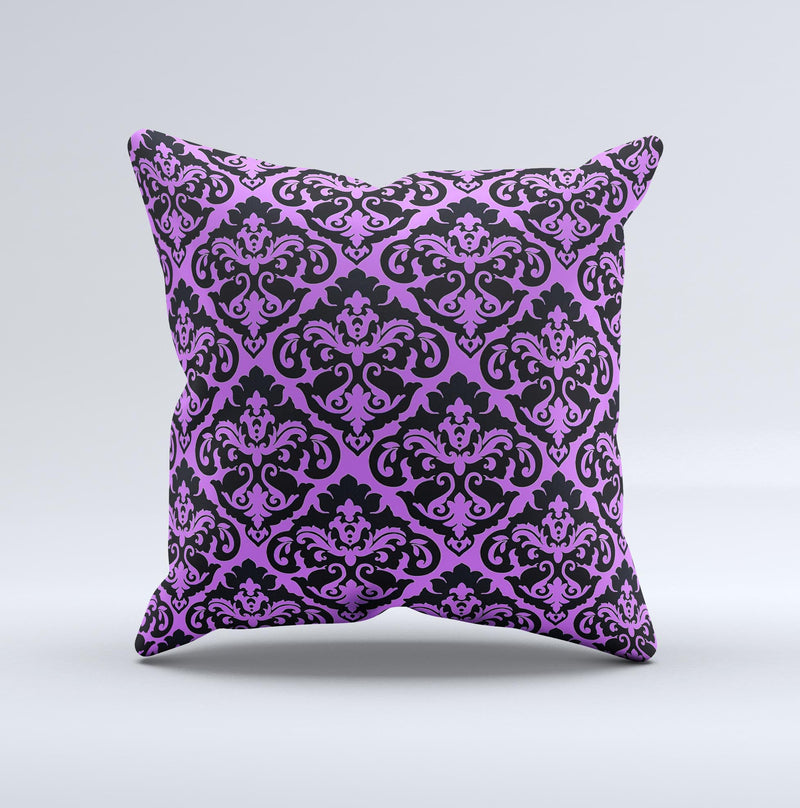 Black & Purple Delicate Pattern Ink-Fuzed Decorative Throw Pillow