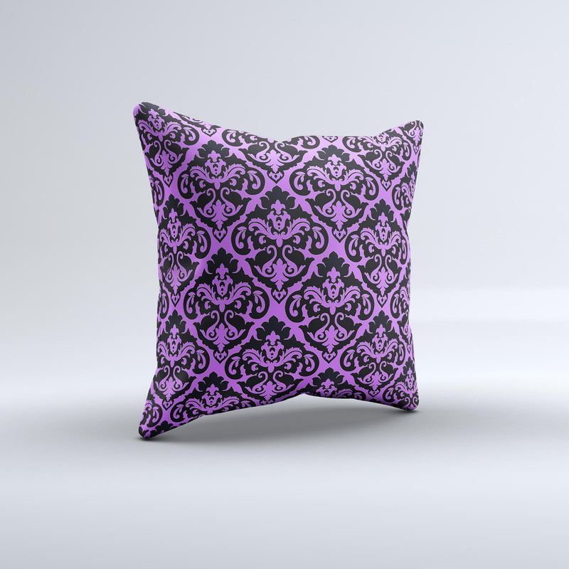 Black & Purple Delicate Pattern Ink-Fuzed Decorative Throw Pillow