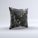 The Black Scratched Marble ink-Fuzed Decorative Throw Pillow
