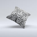 Black & White Mirrored Floral Pattern V2 Ink-Fuzed Decorative Throw Pillow
