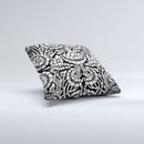 Black & White Mirrored Floral Pattern V2 Ink-Fuzed Decorative Throw Pillow