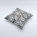Black & White Mirrored Floral Pattern V2 Ink-Fuzed Decorative Throw Pillow