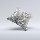 Black & White Vector Floral Connect Ink-Fuzed Decorative Throw Pillow