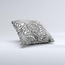 Black & White Vector Floral Connect Ink-Fuzed Decorative Throw Pillow
