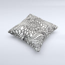 Black & White Vector Floral Connect Ink-Fuzed Decorative Throw Pillow