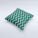 Black and Trendy Green Chevron  Ink-Fuzed Decorative Throw Pillow