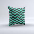 Black and Trendy Green Chevron  Ink-Fuzed Decorative Throw Pillow